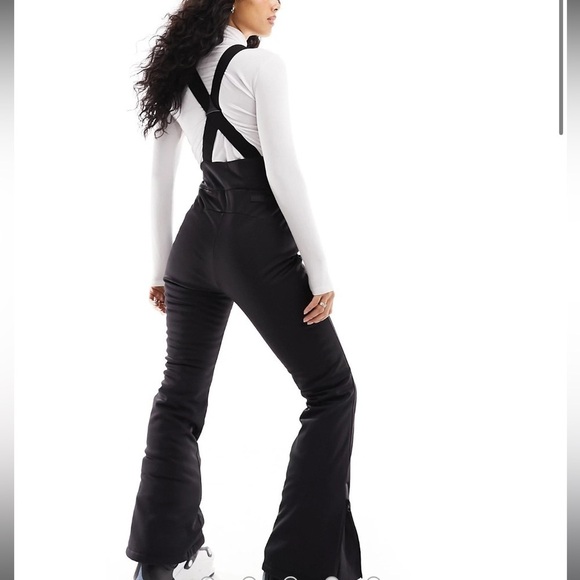 ASOS 4505 Ski high waisted water repellent salopettes in black Size 6 - Picture 2 of 4
